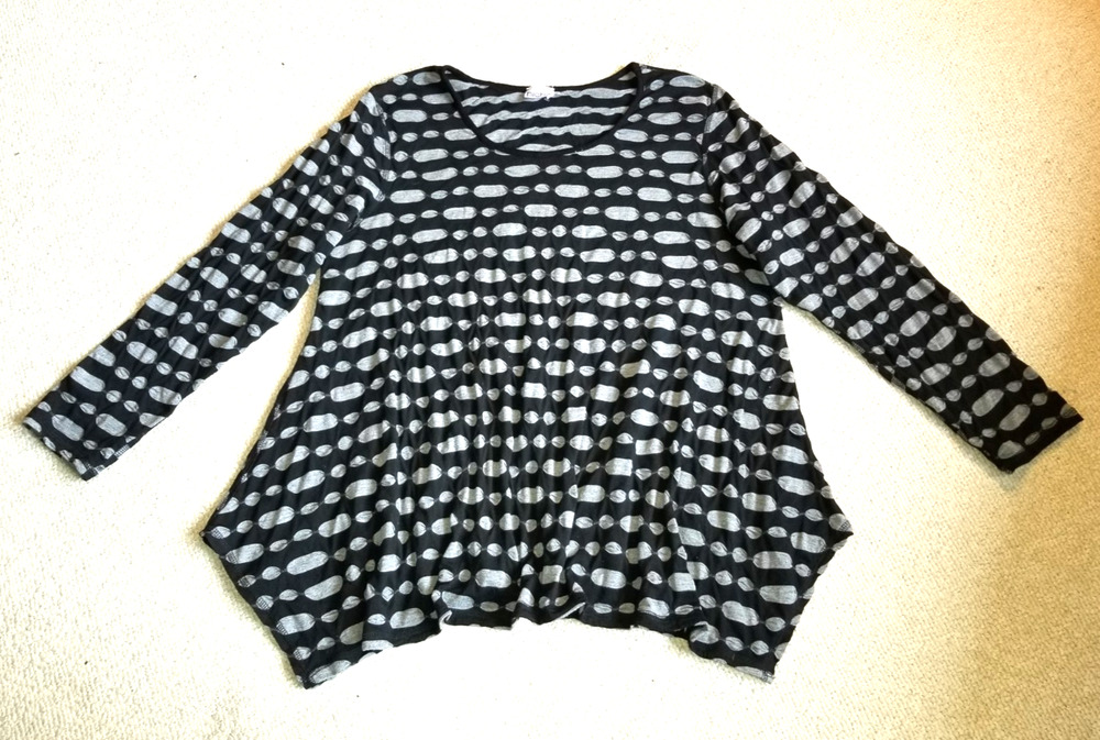 Womens Top-NICHE-NILGUN DERMAN-black/grey knit asymmetric lagenlook artsy po-XL